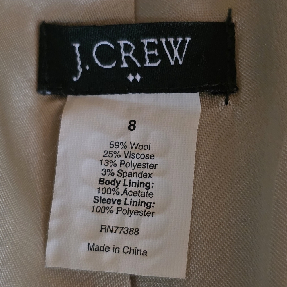 J.Crew Womens Gray Wool Blend Blazer 8 Gold Crest Button Schoolboy Type Jacket - Picture 7 of 7